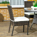 4 PE Rattan Outdoor Dining Chairs with Cushions, Patio Wicker Dining Chairs with Backrest