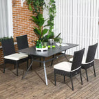 4 PE Rattan Outdoor Dining Chairs with Cushions, Patio Wicker Dining Chairs with Backrest