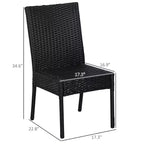 4 PE Rattan Outdoor Dining Chairs with Cushions, Patio Wicker Dining Chairs with Backrest