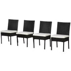 4 PE Rattan Outdoor Dining Chairs with Cushions, Patio Wicker Dining Chairs with Backrest