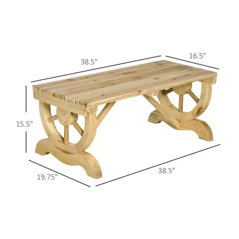 2-Person Garden Bench Outdoor Wagon Wheel Porch Bench for Backyard, Patio