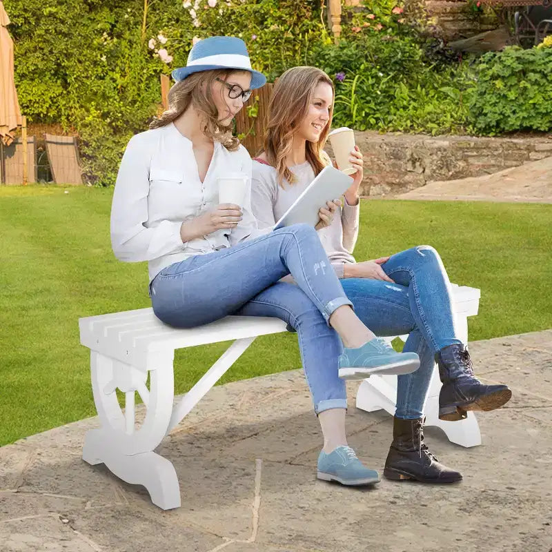 2-Person Garden Bench Outdoor Wagon Wheel Porch Bench for Backyard, Patio