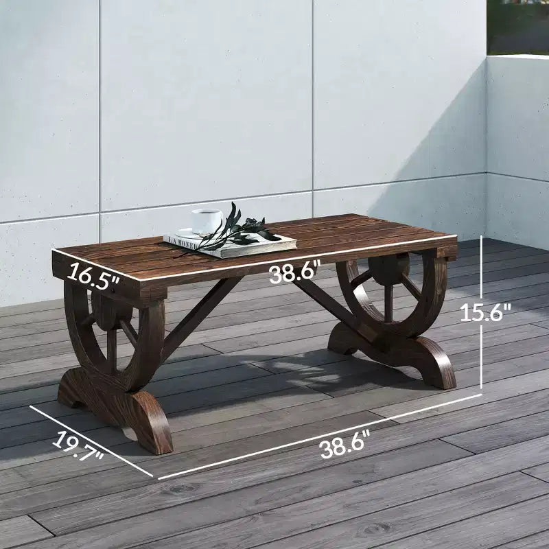 2-Person Garden Bench Outdoor Wagon Wheel Porch Bench for Backyard, Patio
