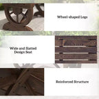 2-Person Garden Bench Outdoor Wagon Wheel Porch Bench for Backyard, Patio