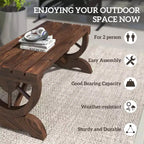 2-Person Garden Bench Outdoor Wagon Wheel Porch Bench for Backyard, Patio