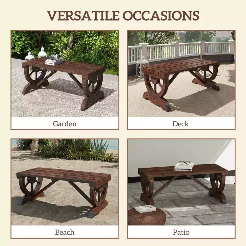 2-Person Garden Bench Outdoor Wagon Wheel Porch Bench for Backyard, Patio
