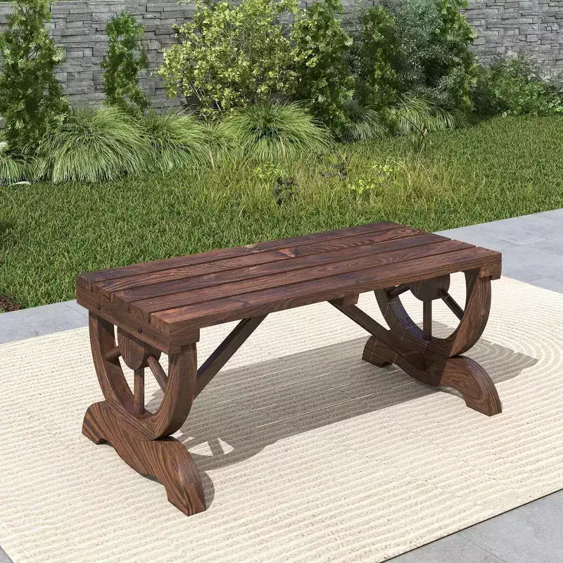 2-Person Garden Bench Outdoor Wagon Wheel Porch Bench for Backyard, Patio