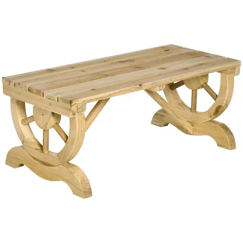2-Person Garden Bench Outdoor Wagon Wheel Porch Bench for Backyard, Patio