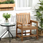 Sedia da Patio per Tutte le Stagioni, Sedia da Pranzo da Esterno in HDPE, Mobili da Esterno Resistenti Effetto Legno per Giardino, Terrazza, Portico, Prato