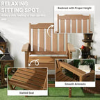 Sedia da Patio per Tutte le Stagioni, Sedia da Pranzo da Esterno in HDPE, Mobili da Esterno Resistenti Effetto Legno per Giardino, Terrazza, Portico, Prato