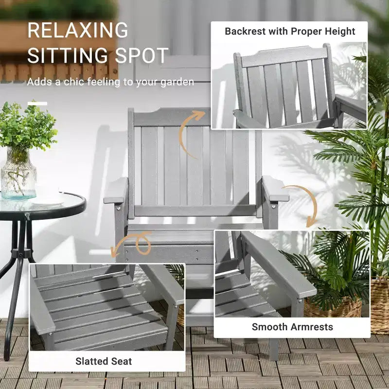 Sedia da Patio per Tutte le Stagioni, Sedia da Pranzo da Esterno in HDPE, Mobili da Esterno Resistenti Effetto Legno per Giardino, Terrazza, Portico, Prato