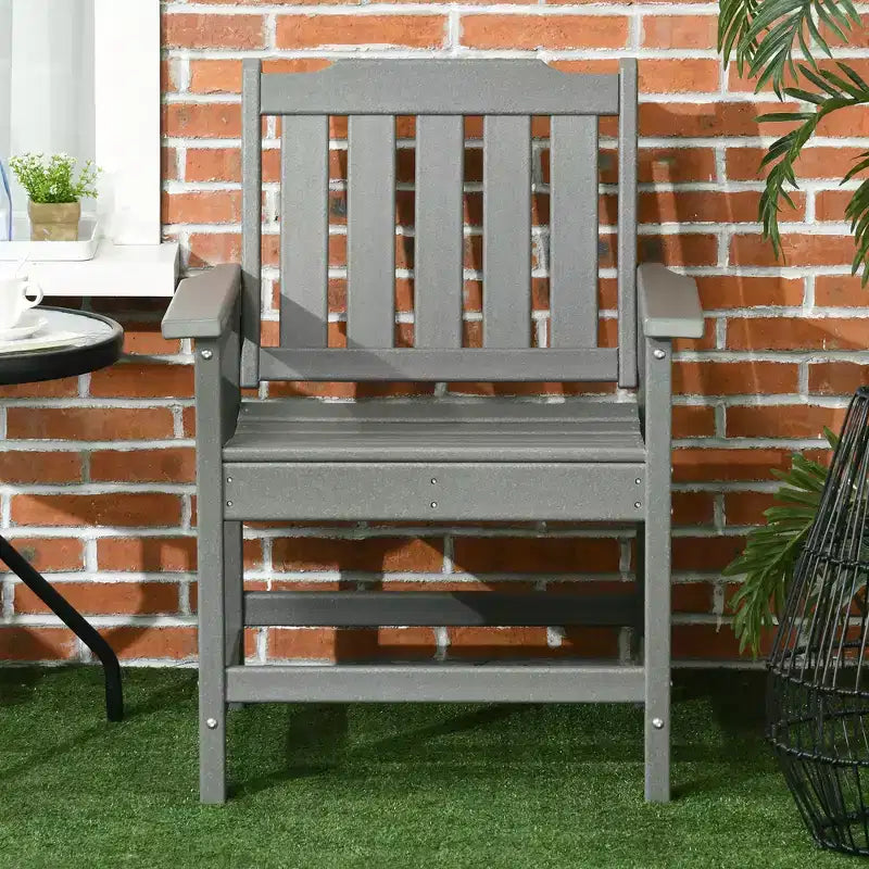 Sedia da Patio per Tutte le Stagioni, Sedia da Pranzo da Esterno in HDPE, Mobili da Esterno Resistenti Effetto Legno per Giardino, Terrazza, Portico, Prato