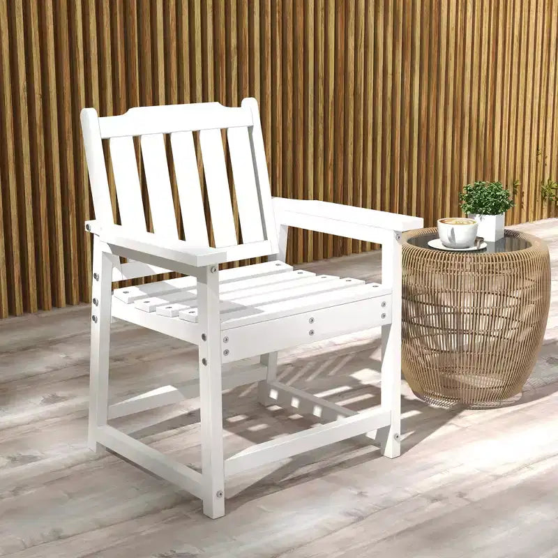 Sedia da Patio per Tutte le Stagioni, Sedia da Pranzo da Esterno in HDPE, Mobili da Esterno Resistenti Effetto Legno per Giardino, Terrazza, Portico, Prato