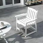 Sedia da Patio per Tutte le Stagioni, Sedia da Pranzo da Esterno in HDPE, Mobili da Esterno Resistenti Effetto Legno per Giardino, Terrazza, Portico, Prato