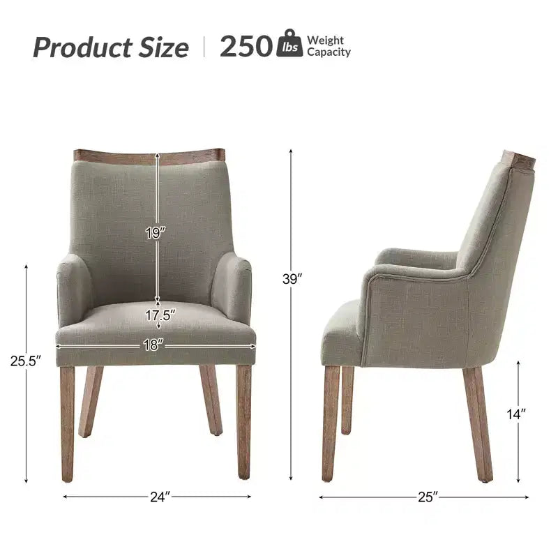 Dan Farmhouse Dining Chair with Solid Wood Natural Variation Set of 3|HULALA HOME