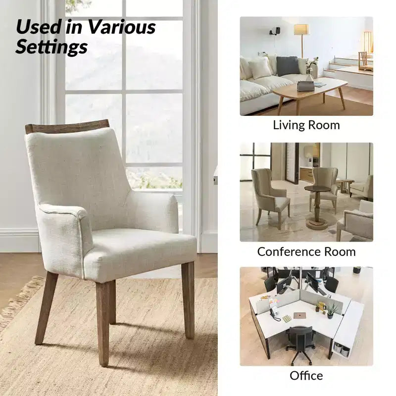 Dan Farmhouse Dining Chair with Solid Wood Natural Variation Set of 3|HULALA HOME