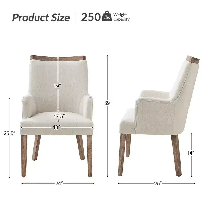 Dan Farmhouse Dining Chair with Solid Wood Natural Variation Set of 3|HULALA HOME