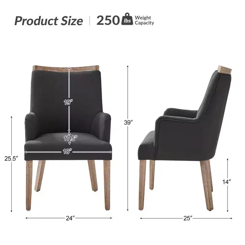 Dan Farmhouse Dining Chair with Solid Wood Natural Variation Set of 3|HULALA HOME
