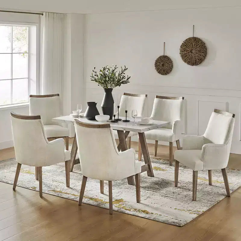 Sedia da pranzo Dan Farmhouse con variazioni naturali in legno massello, set da 3 | HULALA HOME