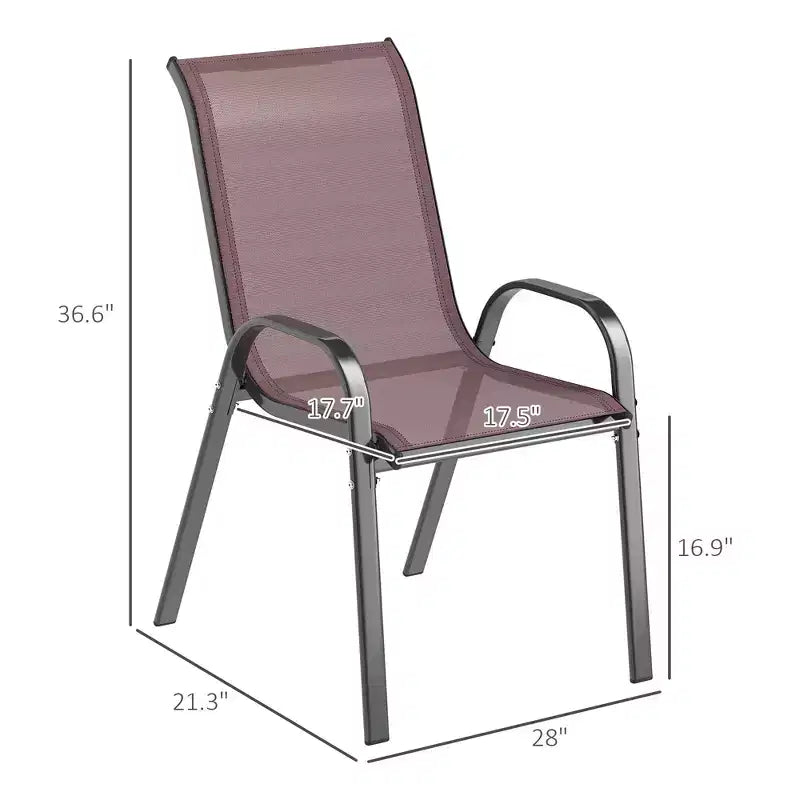 Set di 4 sedie da pranzo per esterni, sedie da patio impilabili con schienale alto, sedile in rete traspirante per giardino o prato