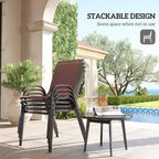 Set di 4 sedie da pranzo per esterni, sedie da patio impilabili con schienale alto, sedile in rete traspirante per giardino o prato