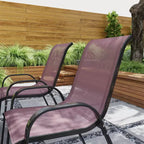 Set di 4 sedie da pranzo per esterni, sedie da patio impilabili con schienale alto, sedile in rete traspirante per giardino o prato