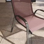 Set di 4 sedie da pranzo per esterni, sedie da patio impilabili con schienale alto, sedile in rete traspirante per giardino o prato