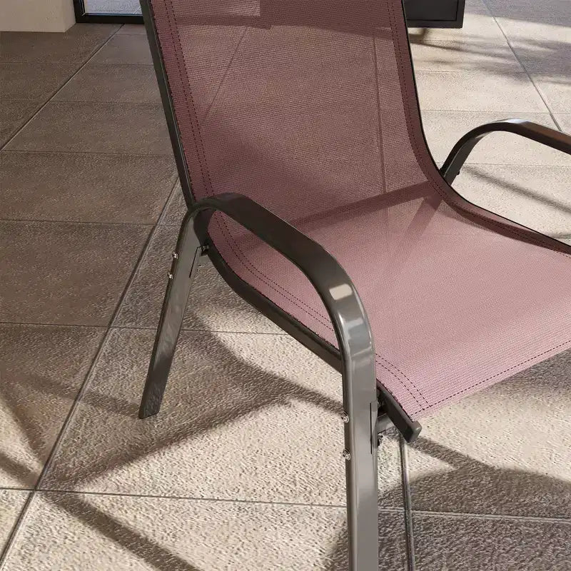 Set di 4 sedie da pranzo per esterni, sedie da patio impilabili con schienale alto, sedile in rete traspirante per giardino o prato