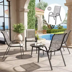 Set di 4 sedie da pranzo per esterni, sedie da patio impilabili con schienale alto, sedile in rete traspirante per giardino o prato