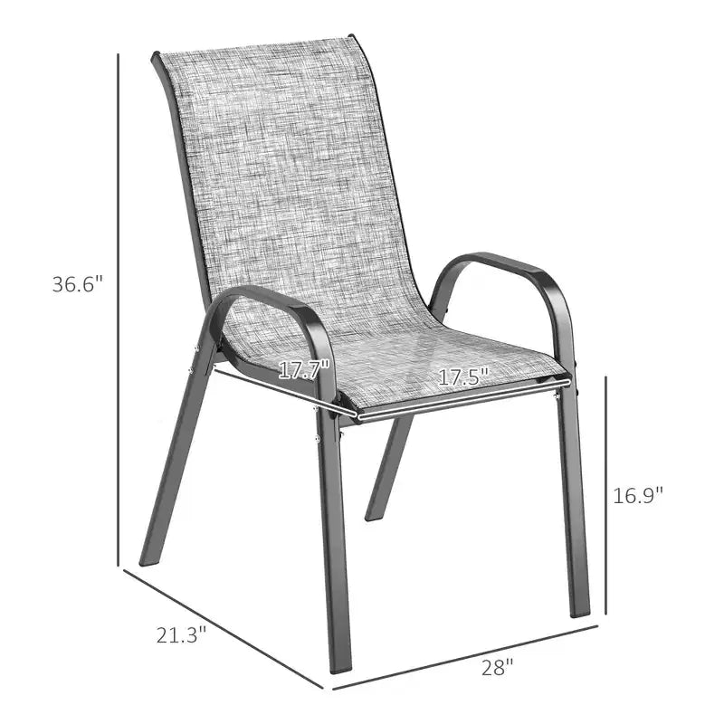 Set di 4 sedie da pranzo per esterni, sedie da patio impilabili con schienale alto, sedile in rete traspirante per giardino o prato