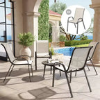 Set di 4 sedie da pranzo per esterni, sedie da patio impilabili con schienale alto, sedile in rete traspirante per giardino o prato
