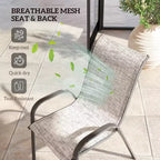 Set di 4 sedie da pranzo per esterni, sedie da patio impilabili con schienale alto, sedile in rete traspirante per giardino o prato