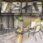 Set di 4 sedie da pranzo per esterni, sedie da patio impilabili con schienale alto, sedile in rete traspirante per giardino o prato