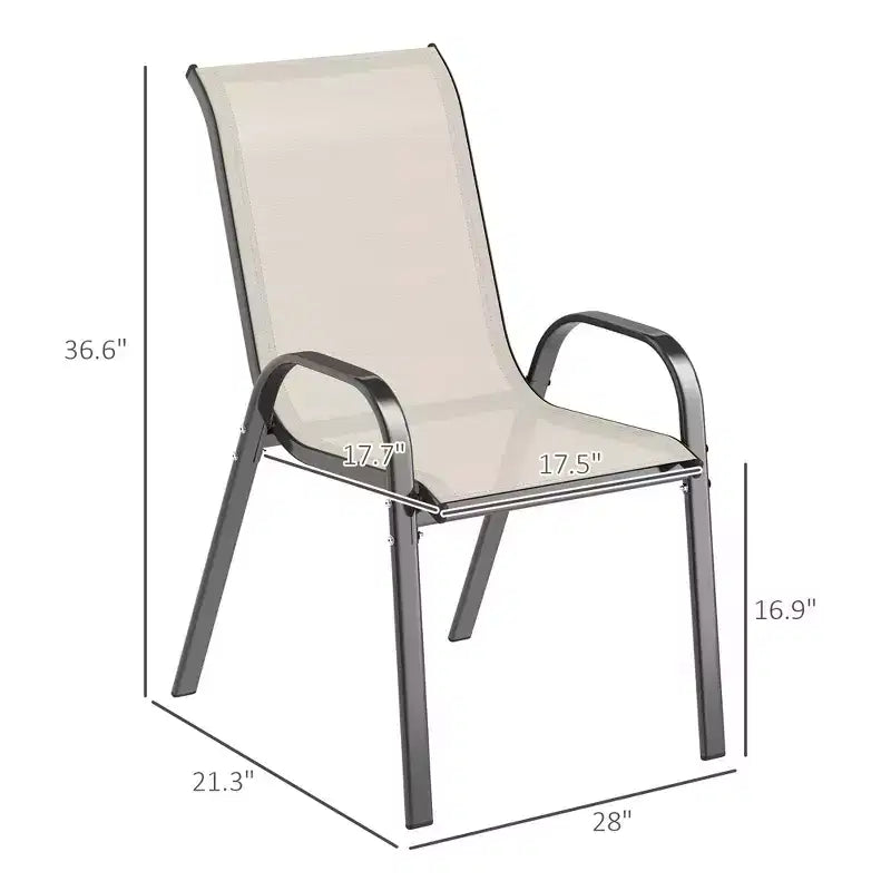 Set di 4 sedie da pranzo per esterni, sedie da patio impilabili con schienale alto, sedile in rete traspirante per giardino o prato