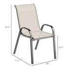 Set di 4 sedie da pranzo per esterni, sedie da patio impilabili con schienale alto, sedile in rete traspirante per giardino o prato