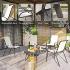 Set di 4 sedie da pranzo per esterni, sedie da patio impilabili con schienale alto, sedile in rete traspirante per giardino o prato