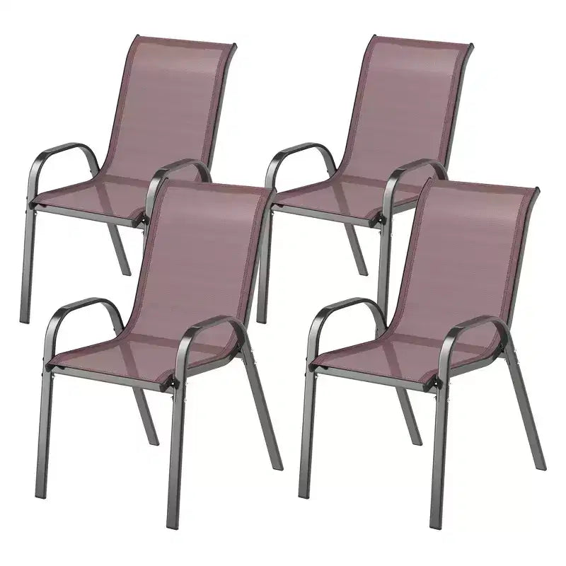 Set di 4 sedie da pranzo per esterni, sedie da patio impilabili con schienale alto, sedile in rete traspirante per giardino o prato