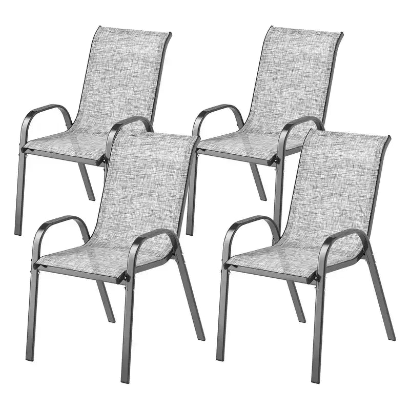 Set di 4 sedie da pranzo per esterni, sedie da patio impilabili con schienale alto, sedile in rete traspirante per giardino o prato