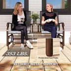 Outdoor Glider Bench with Center Table, Metal Frame Patio Loveseat with Breathable Mesh Fabric and Armrests for Backyard Garden Porch