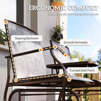 Outdoor Glider Bench with Center Table, Metal Frame Patio Loveseat with Breathable Mesh Fabric and Armrests for Backyard Garden Porch