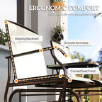 Outdoor Glider Bench with Center Table, Metal Frame Patio Loveseat with Breathable Mesh Fabric and Armrests for Backyard Garden Porch