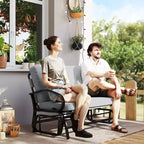 Outdoor Glider Bench, 2-Person Patio Rocker Loveseat with Tufted Cushions, Steel Frame for Porch, Garden Backyard