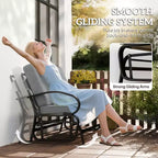 Outdoor Glider Bench, 2-Person Patio Rocker Loveseat with Tufted Cushions, Steel Frame for Porch, Garden Backyard