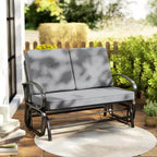 Outdoor Glider Bench, 2-Person Patio Rocker Loveseat with Tufted Cushions, Steel Frame for Porch, Garden Backyard