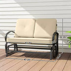Outdoor Glider Bench, 2-Person Patio Rocker Loveseat with Tufted Cushions, Steel Frame for Porch, Garden Backyard