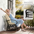 Outdoor Glider Bench, 2-Person Patio Rocker Loveseat with Tufted Cushions, Steel Frame for Porch, Garden Backyard