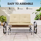 Outdoor Glider Bench, 2-Person Patio Rocker Loveseat with Tufted Cushions, Steel Frame for Porch, Garden Backyard