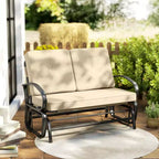 Outdoor Glider Bench, 2-Person Patio Rocker Loveseat with Tufted Cushions, Steel Frame for Porch, Garden Backyard
