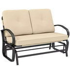 Outdoor Glider Bench, 2-Person Patio Rocker Loveseat with Tufted Cushions, Steel Frame for Porch, Garden Backyard