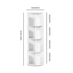 FurnitureR 360 Rotating Bookcase, 4-Tier Spinning Corner Book Shelf, Display Organizer for Small Space, Storage Rack for Office, Living Room, White